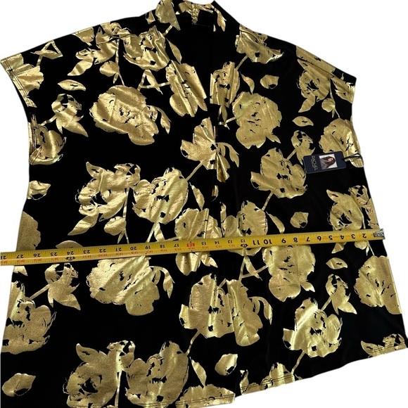 NWT Rachel Roy Black & Gold Graphic Tunic Top Size 2X - Picture 7 of 17